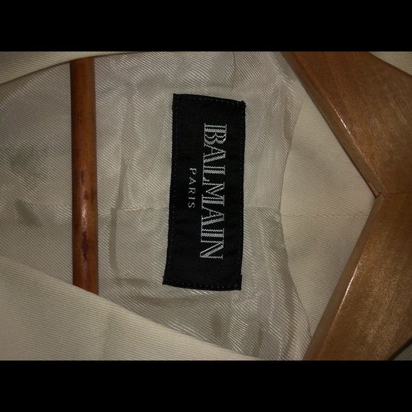 BALMAIN CREAM COTTON BUTTON BLAZER SZ 42 6 - Picture 3 of 6